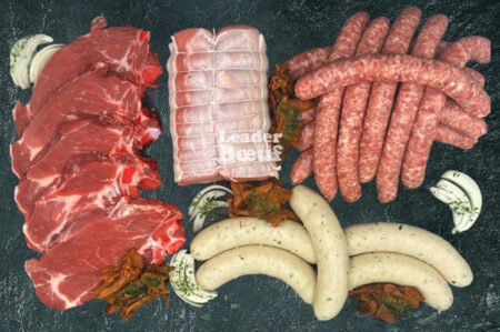 Assortiment boucherie et charcuterie "Petit cochon". Porc, chipolatas, boudin blanc